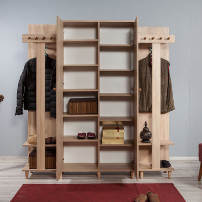 Mobile per ingresso alto moderno in legno con appendiabiti cm 180x36x194h - vari colori