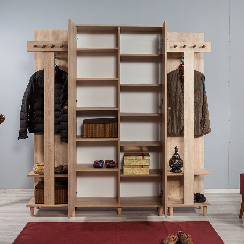 Mobile per ingresso alto moderno in legno con appendiabiti cm 180x36x194h - vari colori