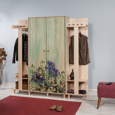 Mobile per ingresso alto moderno in legno con appendiabiti cm 180x36x194h - vari colori