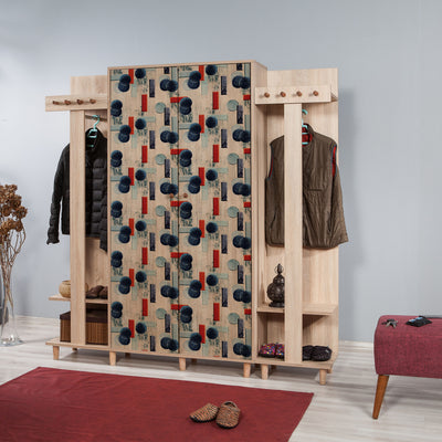 Mobile per ingresso alto moderno in legno con appendiabiti cm 180x36x194h - vari colori