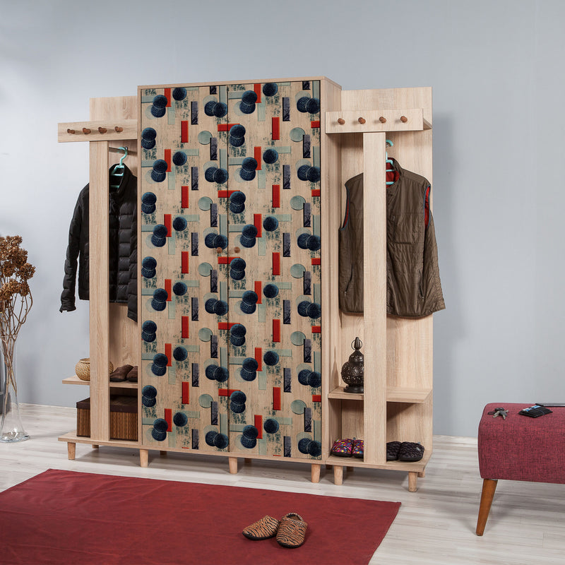 Mobile per ingresso alto moderno in legno con appendiabiti cm 180x36x194h - vari colori