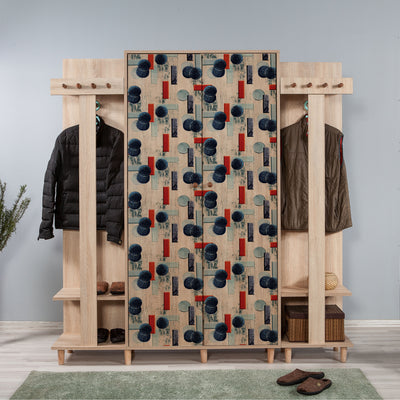 Mobile per ingresso alto moderno in legno con appendiabiti cm 180x36x194h - vari colori
