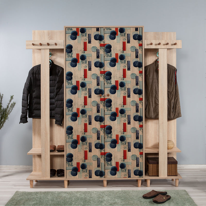 Mobile per ingresso alto moderno in legno con appendiabiti cm 180x36x194h - vari colori