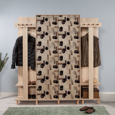 Mobile per ingresso alto moderno in legno con appendiabiti cm 180x36x194h - vari colori