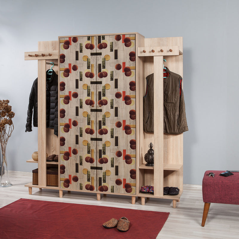 Mobile per ingresso alto moderno in legno con appendiabiti cm 180x36x194h - vari colori