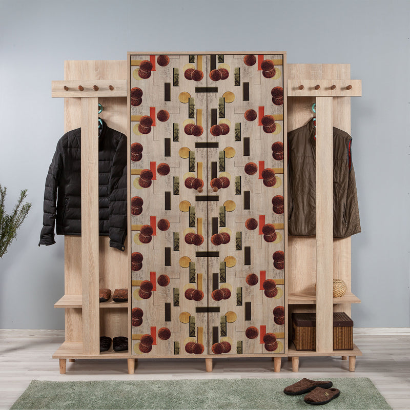 Mobile per ingresso alto moderno in legno con appendiabiti cm 180x36x194h - vari colori
