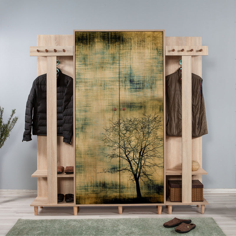 Mobile per ingresso alto moderno in legno con appendiabiti cm 180x36x194h - vari colori