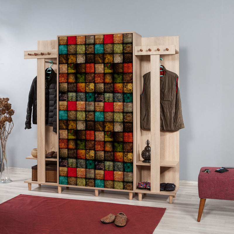 Mobile per ingresso alto moderno in legno con appendiabiti cm 180x36x194h - vari colori