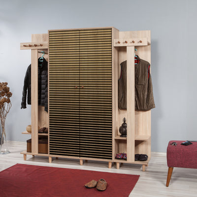 Mobile per ingresso alto moderno in legno con appendiabiti cm 180x36x194h - vari colori
