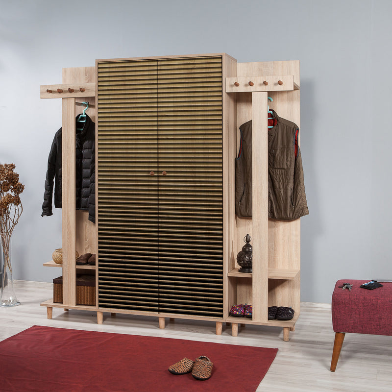 Mobile per ingresso alto moderno in legno con appendiabiti cm 180x36x194h - vari colori