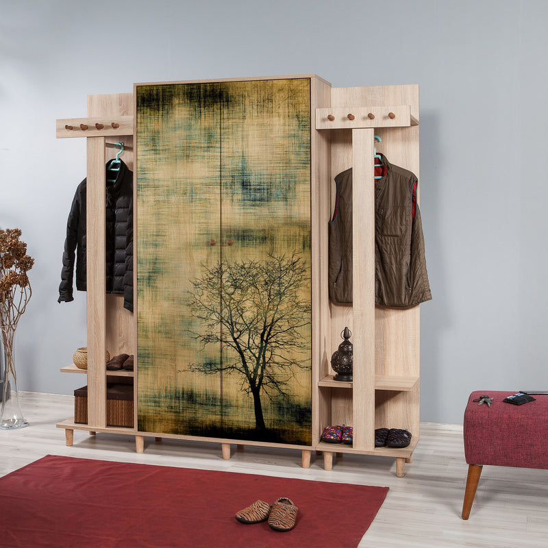 Mobile per ingresso alto moderno in legno con appendiabiti cm 180x36x194h - vari colori