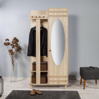 Mobile ingresso design con anta 8 vani e asta appendiabiti cm 90x36x194h - vari colori