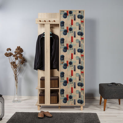 Mobile ingresso design con anta 8 vani e asta appendiabiti cm 90x36x194h - vari colori