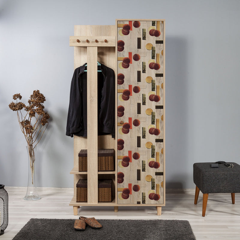 Mobile ingresso design con anta 8 vani e asta appendiabiti cm 90x36x194h - vari colori