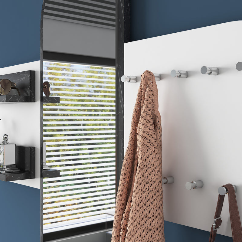 Set ingresso da muro con specchio mensole e appendiabiti cm 125x12x120h - vari colori
