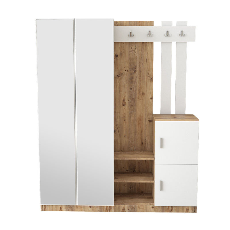 Mobile ingresso design con 2 ante a specchio e appendiabiti cm 147x38x180h - vari colori