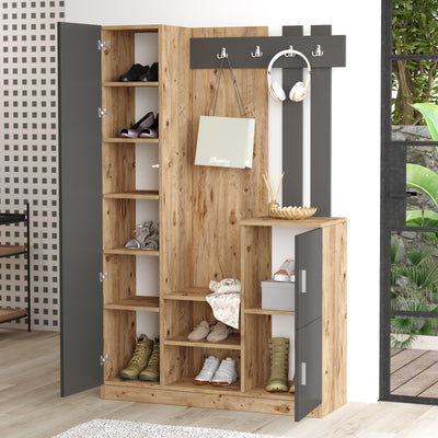 Mobile ingresso moderno con anta a specchio e appendiabiti cm 114x38x180h- vari colori