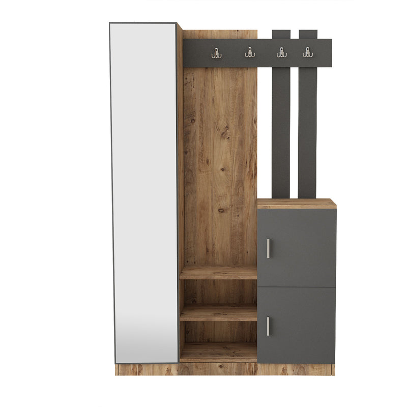 Mobile ingresso moderno con anta a specchio e appendiabiti cm 114x38x180h- vari colori