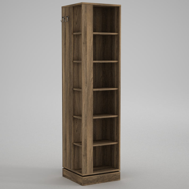 Mobile ingresso girevole in legno con specchio e appendiabiti cm 45x45x180h