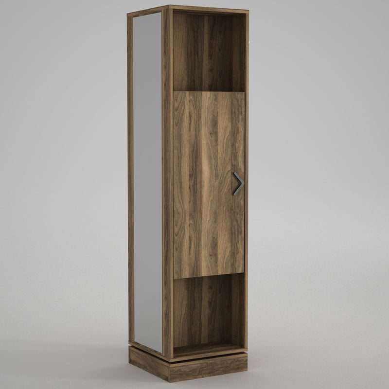 Mobile ingresso girevole in legno con specchio e appendiabiti cm 45x45x180h