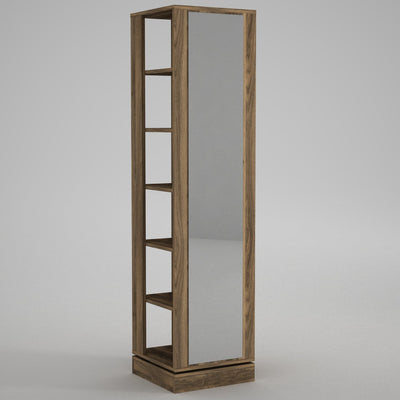 Mobile ingresso girevole in legno con specchio e appendiabiti cm 45x45x180h