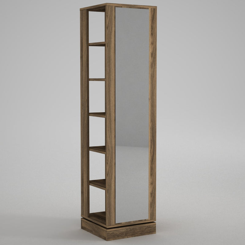 Mobile ingresso girevole in legno con specchio e appendiabiti cm 45x45x180h