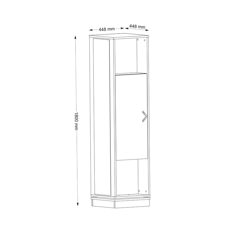 Mobile ingresso girevole in legno con specchio e appendiabiti cm 45x45x180h