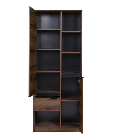 mobile libreria da salotto in legno vani a giorno e due ante in legno oak monaster