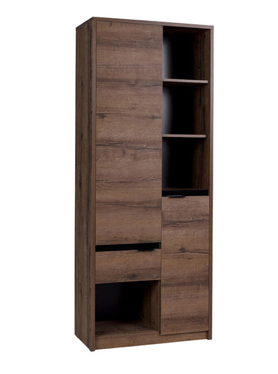 mobile alto con ante vani e cassetto in legno oak monaster nero lucido