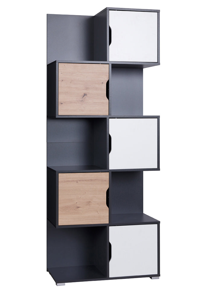 Parolin - Mobile libreria design asimmetrica con vani a giorno e 5 ante cm 78x40x200h