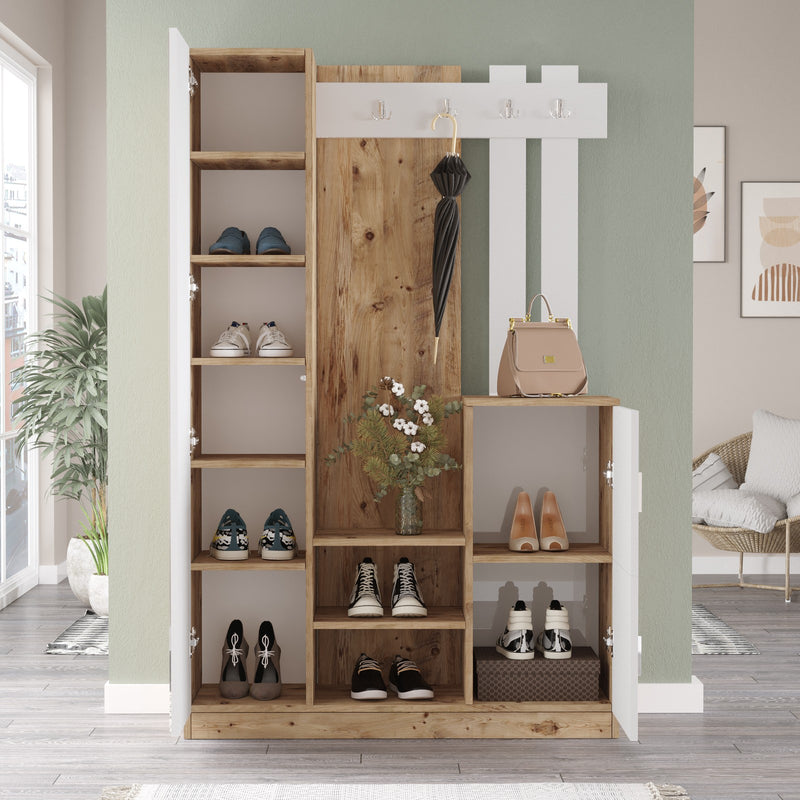 Mobile ingresso moderno con anta a specchio e appendiabiti cm 114x38x180h- vari colori