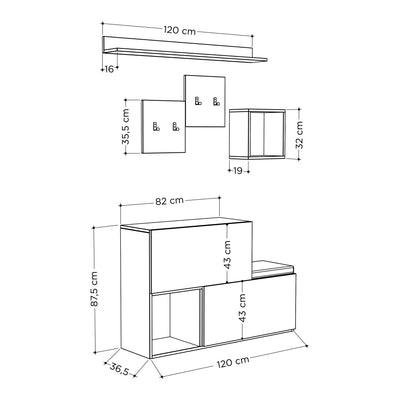 Composizione ingresso in legno moderna con appendiabiti e ante a ribalta - vari colori