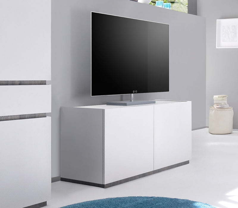 Loane - Mobile porta tv 2 ante moderno bianco opaco cm 123x51x64h - vari colori