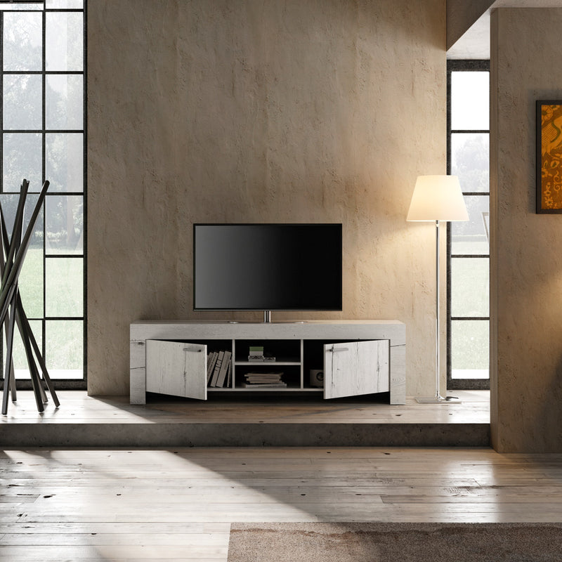 mobile porta tv lungo country in legno rovere neve