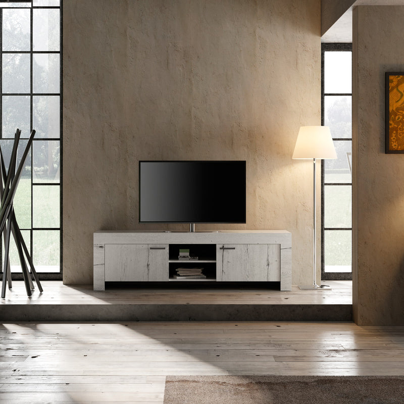 mobile porta tv lungo country in legno rovere neve