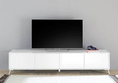 base porta tv cm 205 4 ante in legno bianco lucido