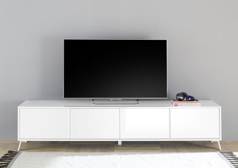 base porta tv cm 205 4 ante in legno bianco lucido