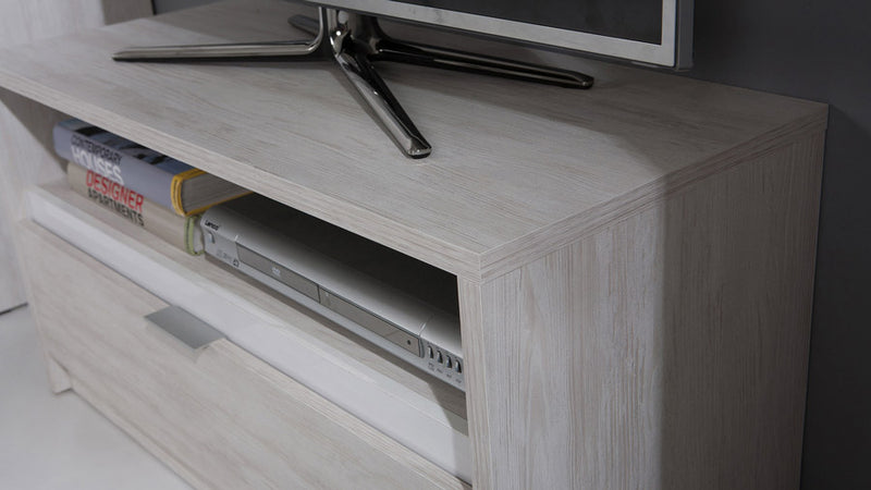 mobile porta tv da cm 90 in legno oak white e bianco lucido