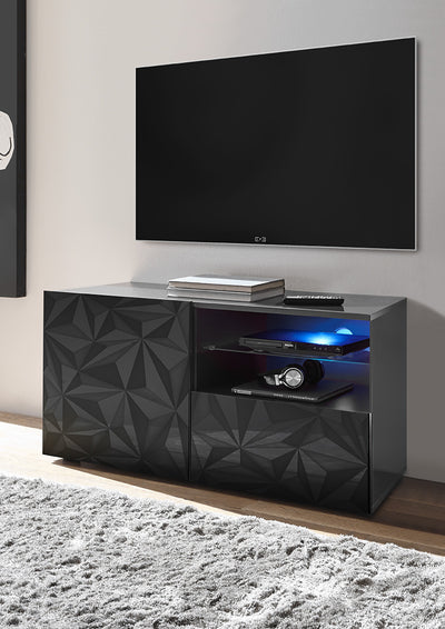Elenio - Porta tv moderno con anta e cassetto frontale serigrafato cm 122x42x57h - vari colori