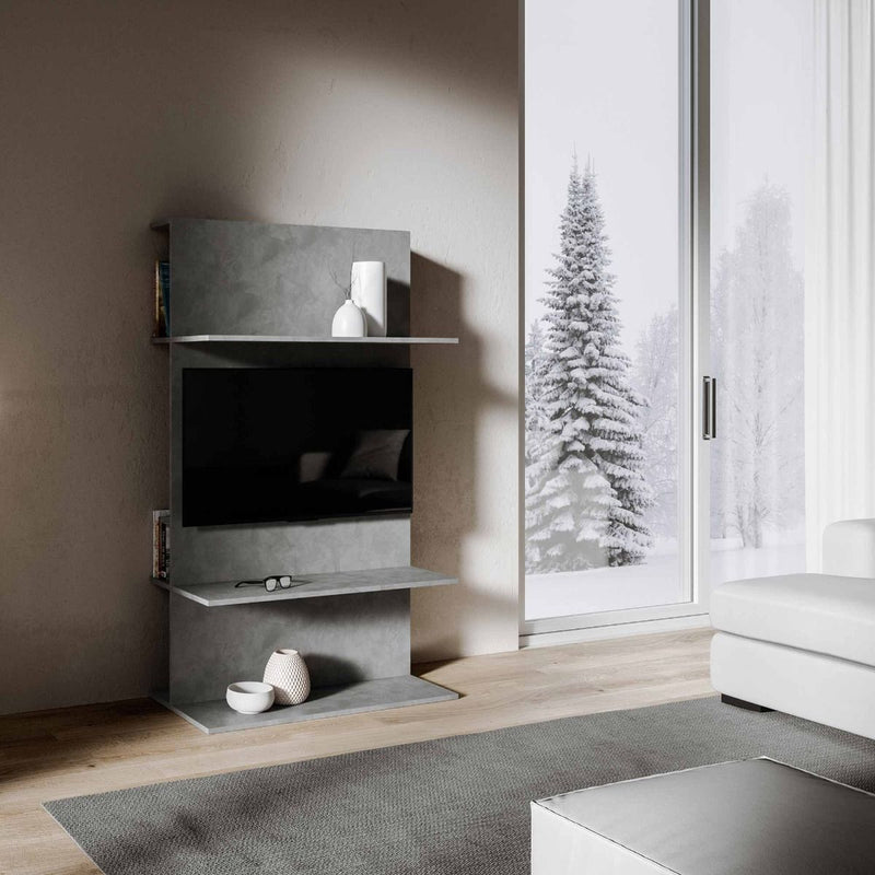 Ilvo - Mobile porta tv con ripiani in legno per soggiorno cm 100x50x170h - vari colori