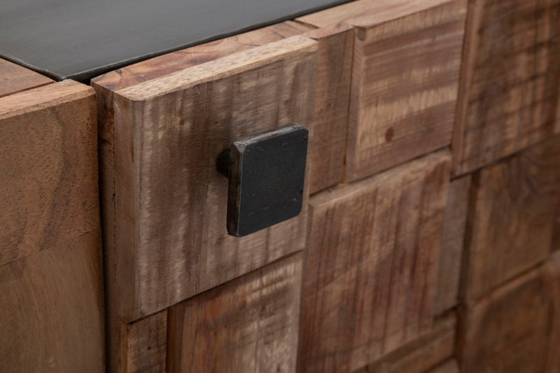 mobile porta tv industrial in legno di acacia e metallo