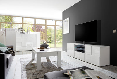 Sage - Mobile porta tv design con due ante e mensola in vetro cm 181x43x57h - vari colori