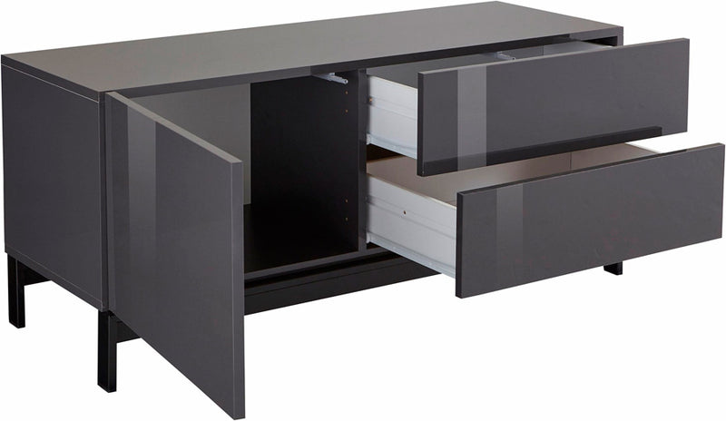 Leoconio - Mobile porta tv in legno con piedini anta e 2 cassetti cm 110x40x47h - vari colori