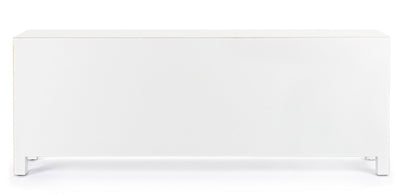 Mobile porta tv soggiorno in legno bianco con bordini dorati cm 130x24x50h