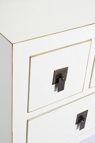 Mobile porta tv soggiorno in legno bianco con bordini dorati cm 130x24x50h