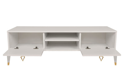 Mobile living TV moderno 2 ante e 2 vani a giorno con dettagli dorati cm 143x40x47h - vari colori