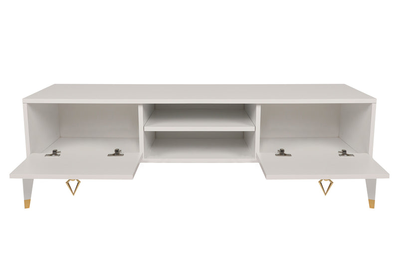 Mobile living TV moderno 2 ante e 2 vani a giorno con dettagli dorati cm 143x40x47h - vari colori
