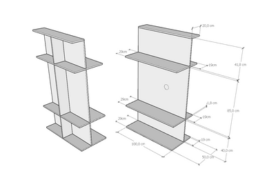 Ilvo - Mobile porta tv con ripiani in legno per soggiorno cm 100x50x170h - vari colori