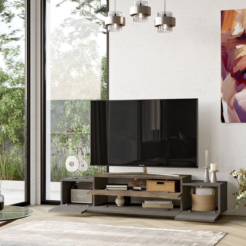 Mobile porta tv design con 4 ante a ribalta effetto stone cm 160x37x39h - vari colori