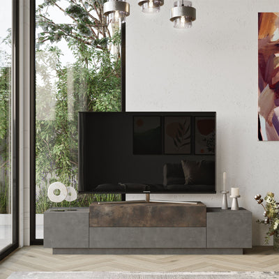 Mobile tv in stile moderno in legno a 4 ante a ribalta, disponibile in due colori. Dimensioni cm 160x37x39h